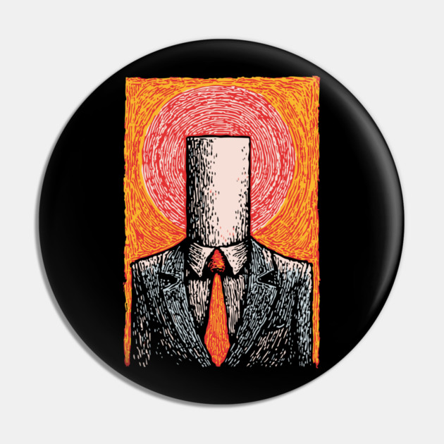 Absurdist Toilet Paper Roll Head Man Art Pin by TuncGK