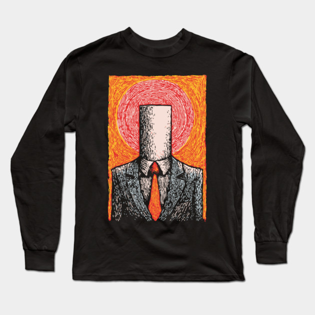 Absurdist Toilet Paper Roll Head Man Art Long Sleeve T-Shirt by TuncGK