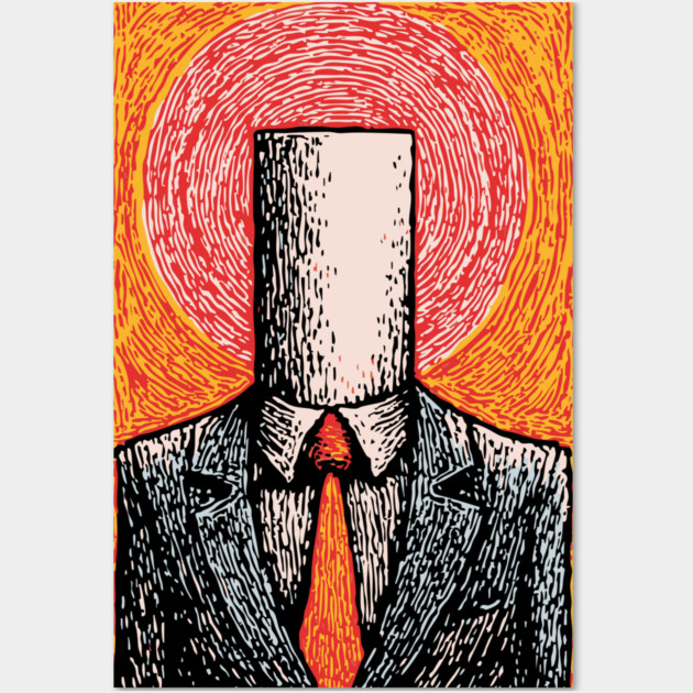 Absurdist Toilet Paper Roll Head Man Art Wall Art by TuncGK
