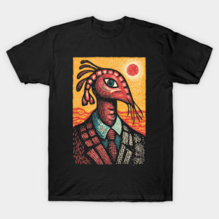 Surreal Dapper Shrimp Man Portrait Illustration T-Shirt
