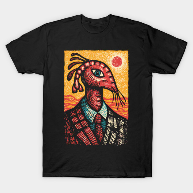 Surreal Dapper Shrimp Man Portrait Illustration T-Shirt by TuncGK