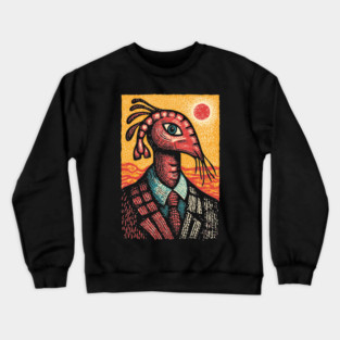 Surreal Dapper Shrimp Man Portrait Illustration Crewneck Sweatshirt