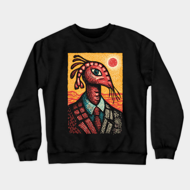Surreal Dapper Shrimp Man Portrait Illustration Crewneck Sweatshirt by TuncGK