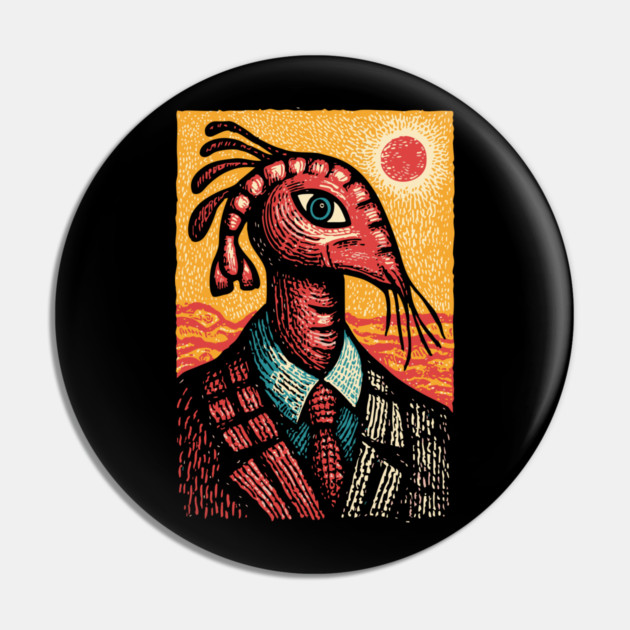 Surreal Dapper Shrimp Man Portrait Illustration Pin by TuncGK