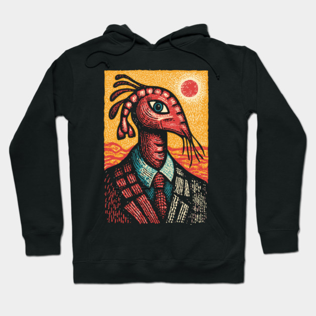 Surreal Dapper Shrimp Man Portrait Illustration Hoodie by TuncGK