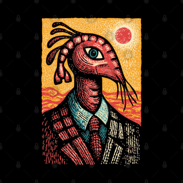 Surreal Dapper Shrimp Man Portrait Illustration by TuncGK