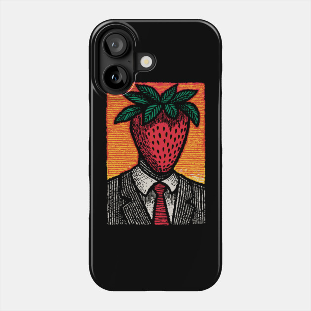Surreal Strawberry Head Man in a Suit Art Phone Case by TuncGK
