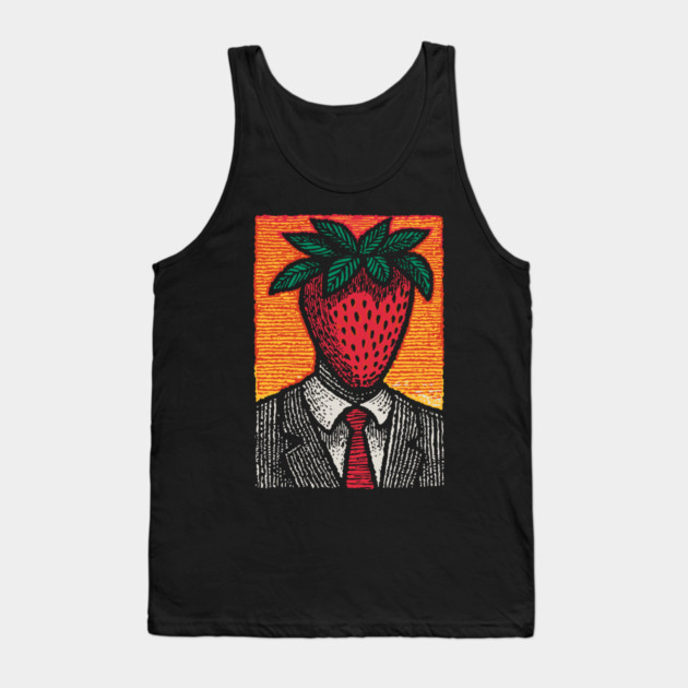 Surreal Strawberry Head Man in a Suit Art Tank Top by TuncGK