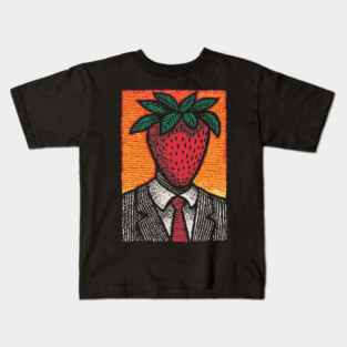 Surreal Strawberry Head Man in a Suit Art Kids T-Shirt