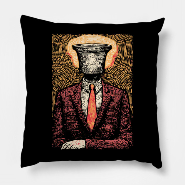 Surreal Man Seeking the Holy Grail Illustration Pillow by TuncGK