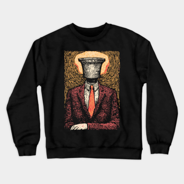 Surreal Man Seeking the Holy Grail Illustration Crewneck Sweatshirt by TuncGK