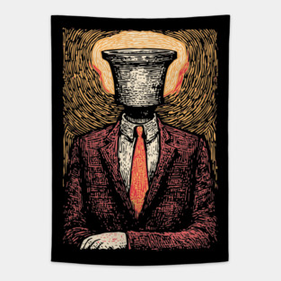 Surreal Man Seeking the Holy Grail Illustration Tapestry