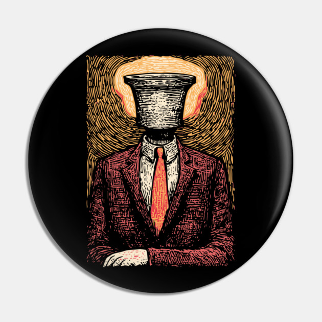 Surreal Man Seeking the Holy Grail Illustration Pin by TuncGK