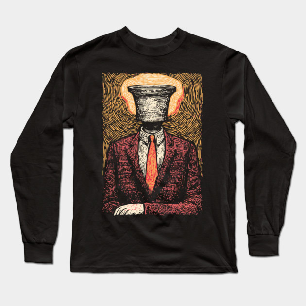 Surreal Man Seeking the Holy Grail Illustration Long Sleeve T-Shirt by TuncGK