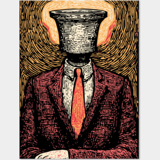Surreal Man Seeking the Holy Grail Illustration Posters and Art