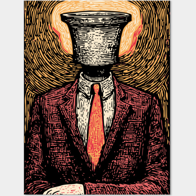 Surreal Man Seeking the Holy Grail Illustration Wall Art by TuncGK