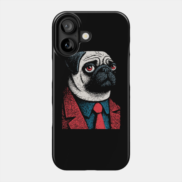 Dapper Pug Dog in a Red Suit Portrait Phone Case by TuncGK