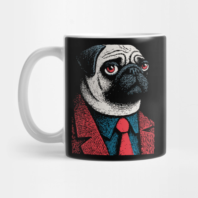 Dapper Pug Dog in a Red Suit Portrait by TuncGK