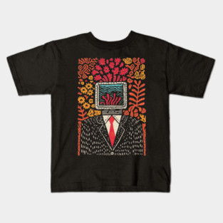 Surreal Coral Reef TV Head Man Illustration Kids T-Shirt