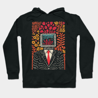 Surreal Coral Reef TV Head Man Illustration Hoodie