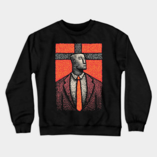Surreal Man with a Heavy Cross Head Crewneck Sweatshirt