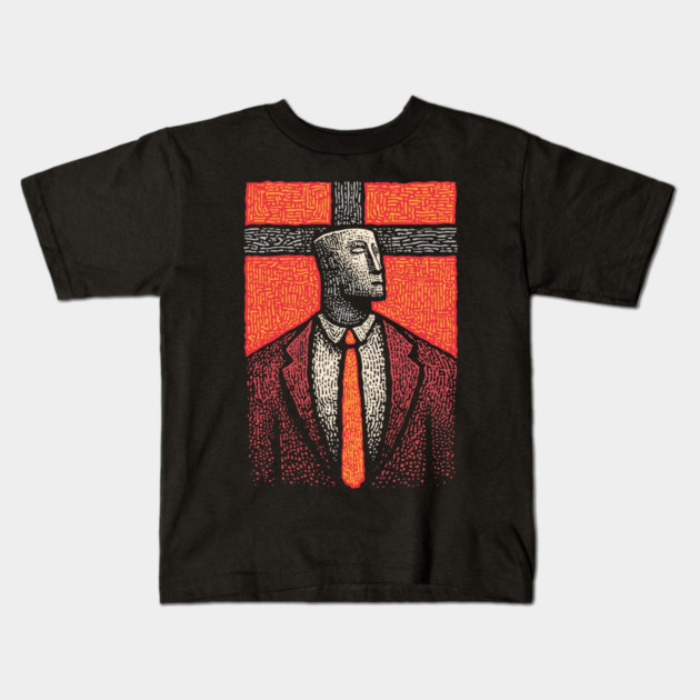 Surreal Man with a Heavy Cross Head Kids T-Shirt by TuncGK
