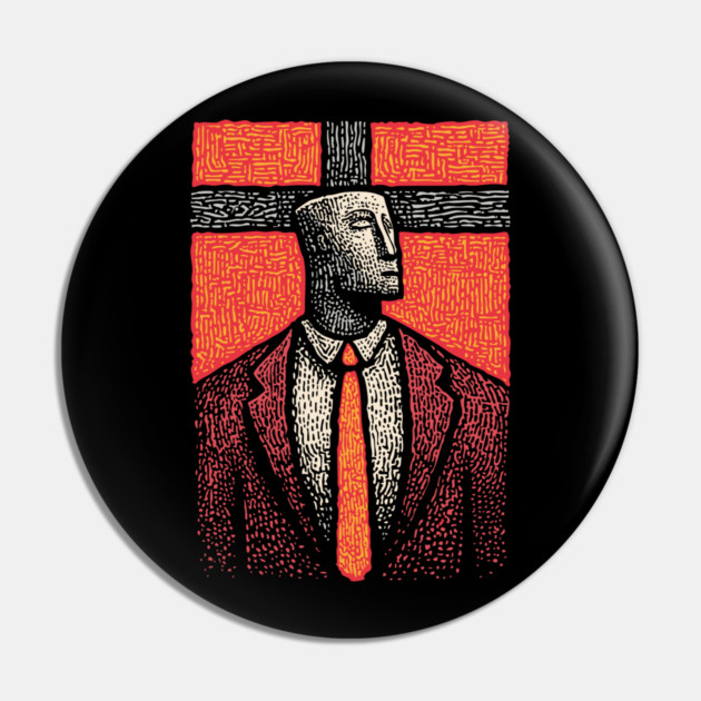 Surreal Man with a Heavy Cross Head Pin by TuncGK