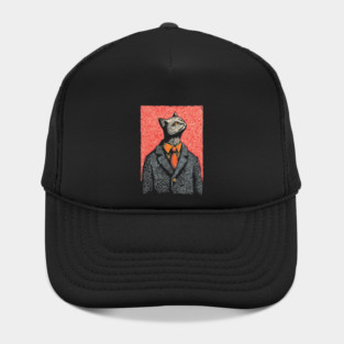 Dapper Black Cat in a Suit Portrait Art Hat