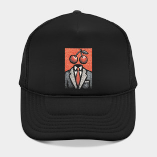 Minimalist Surreal Cherry Head Man Pop Art Hat