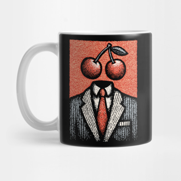 Minimalist Surreal Cherry Head Man Pop Art by TuncGK