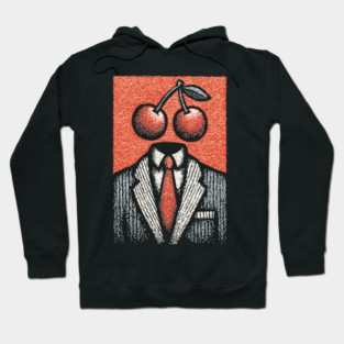 Minimalist Surreal Cherry Head Man Pop Art Hoodie