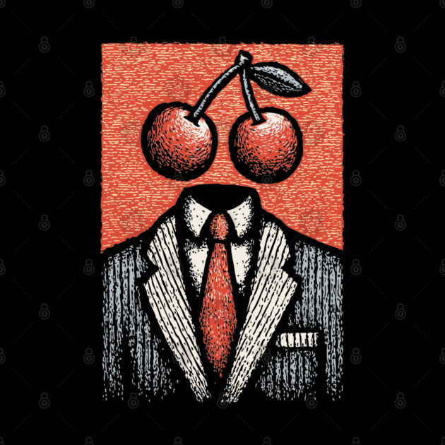 Minimalist Surreal Cherry Head Man Pop Art by TuncGK