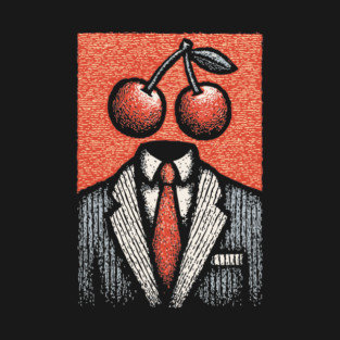 Minimalist Surreal Cherry Head Man Pop Art T-Shirt