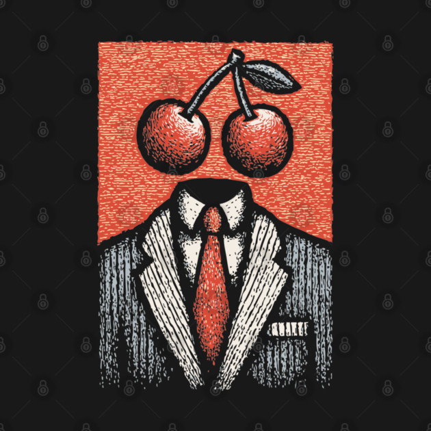 Minimalist Surreal Cherry Head Man Pop Art by TuncGK