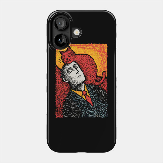 Surreal Art of a Man Dreaming of Cats Phone Case by TuncGK