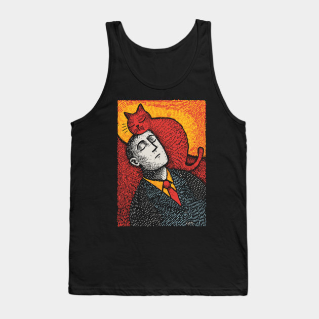 Surreal Art of a Man Dreaming of Cats Tank Top by TuncGK