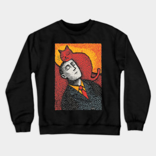 Surreal Art of a Man Dreaming of Cats Crewneck Sweatshirt