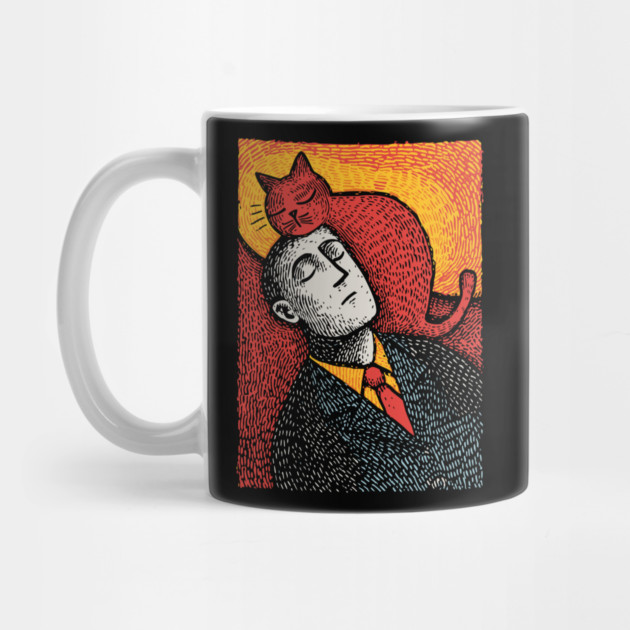 Surreal Art of a Man Dreaming of Cats by TuncGK