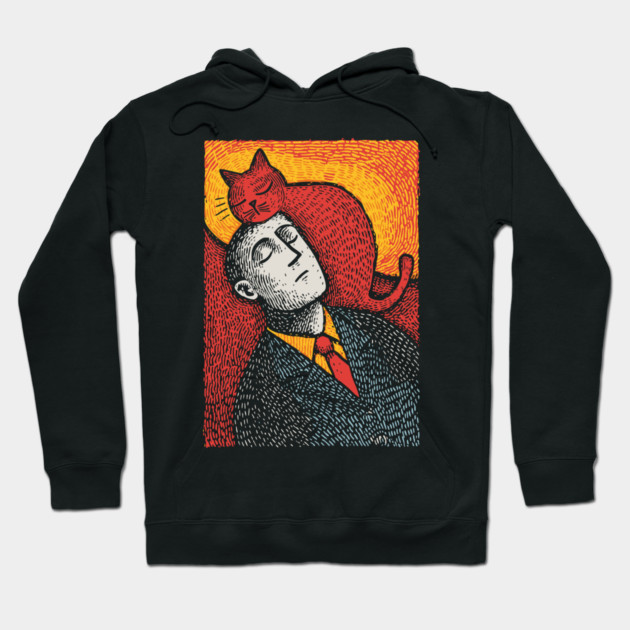 Surreal Art of a Man Dreaming of Cats Hoodie by TuncGK