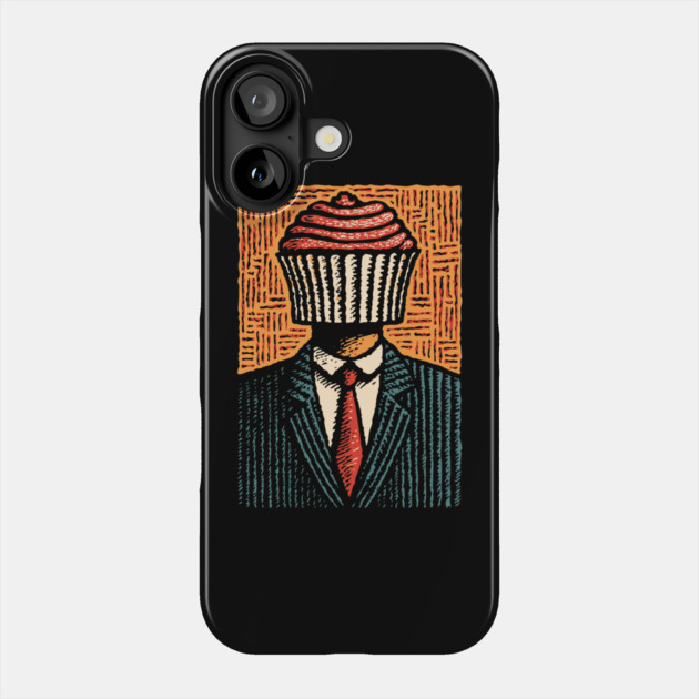Surreal Cupcake Head Man in a Suit Artwork Phone Case by TuncGK