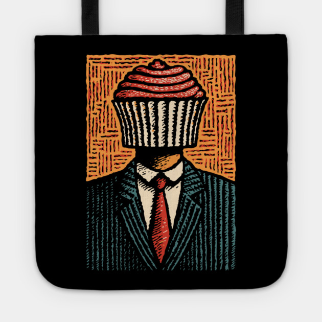 Surreal Cupcake Head Man in a Suit Artwork Tote by TuncGK