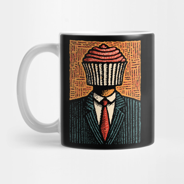 Surreal Cupcake Head Man in a Suit Artwork by TuncGK