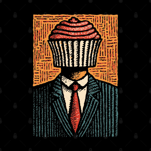 Surreal Cupcake Head Man in a Suit Artwork by TuncGK