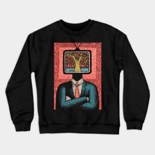 Tree of Life TV Head Surreal Illustration Crewneck Sweatshirt