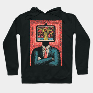 Tree of Life TV Head Surreal Illustration Hoodie