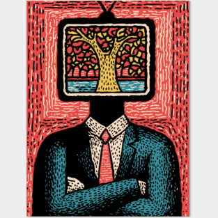 Tree of Life TV Head Surreal Illustration Posters and Art