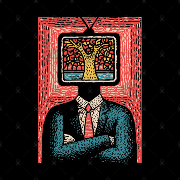 Tree of Life TV Head Surreal Illustration by TuncGK