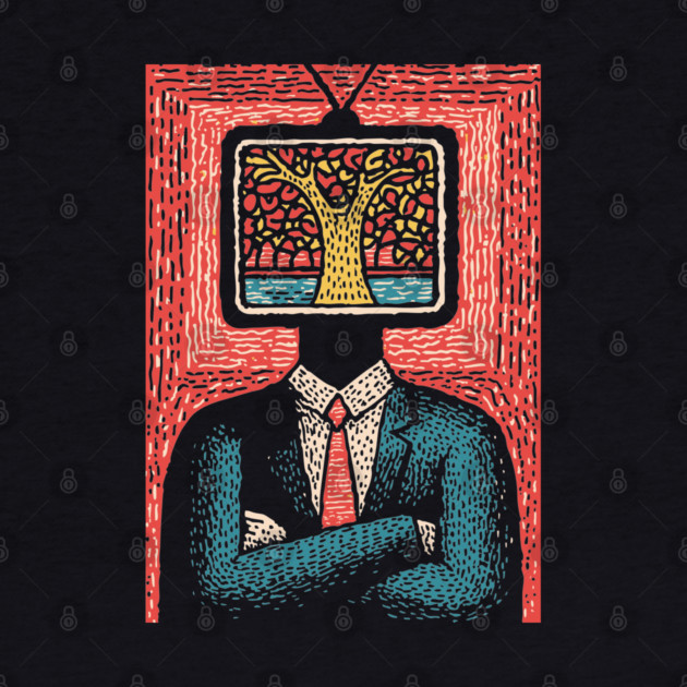 Tree of Life TV Head Surreal Illustration by TuncGK
