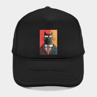 Sophisticated Dapper Cat in a Suit Illustration Hat