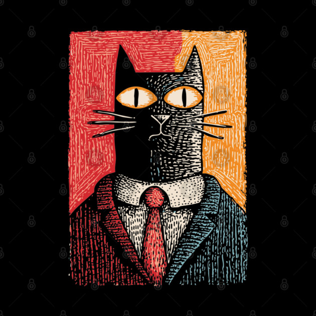 Sophisticated Dapper Cat in a Suit Illustration by TuncGK